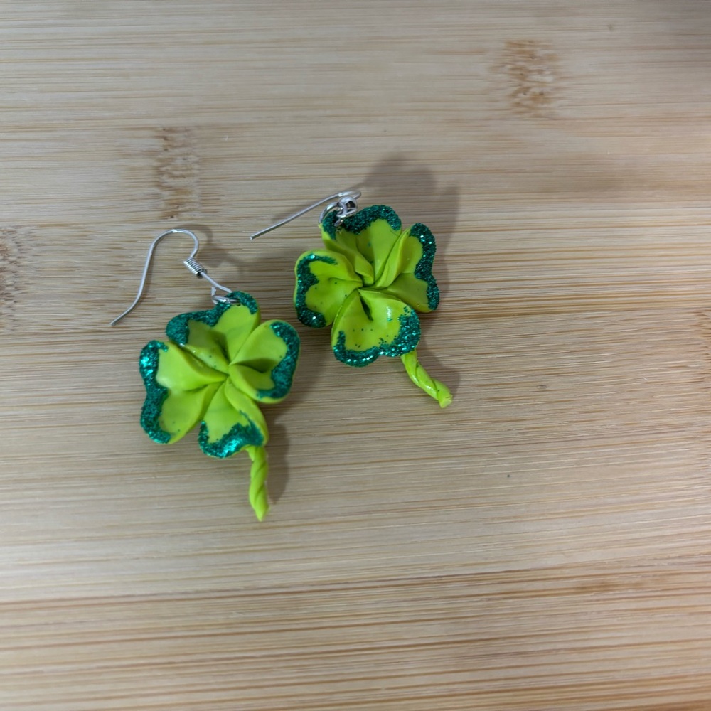 Green and Yellow Flower Earrings